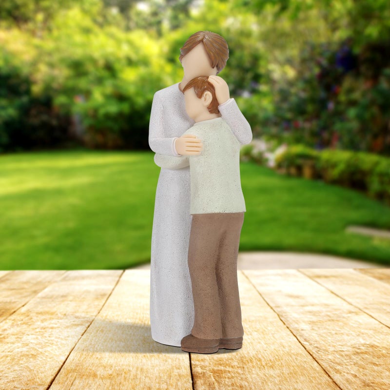 Symbullize Mother Son Embrace Sculpture, Hand-Painted Mom & Son Figurine for Cherishing Maternal Bond, Memorial & Gifting on Mother's Day/Birthday/Christmas - Image 4