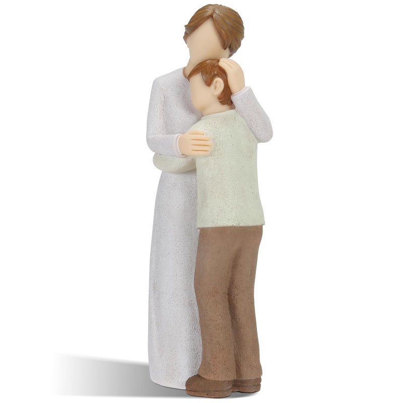 Symbullize Mother Son Embrace Sculpture, Hand-Painted Mom & Son Figurine for Cherishing Maternal Bond, Memorial & Gifting on Mother's Day/Birthday/Christmas - Image 1