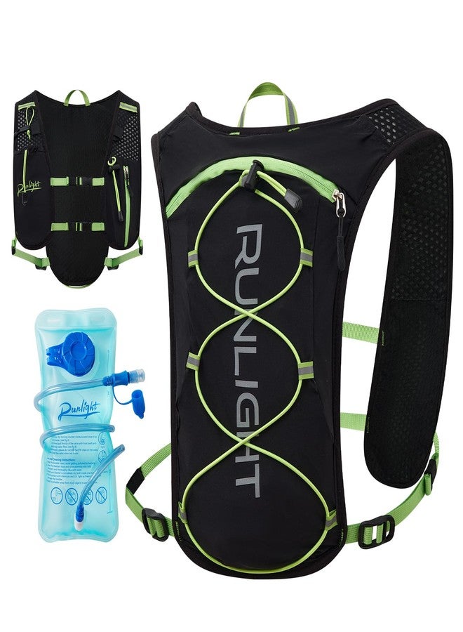 Runlight Running Hydration Vest Backpack with 1.5L Water Bladder Bag Daypack for Hiking Trail Running Cycling Race Marathon for Women Men(Black Green) - Image 1
