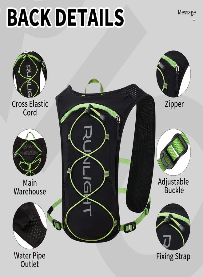 Runlight Running Hydration Vest Backpack with 1.5L Water Bladder Bag Daypack for Hiking Trail Running Cycling Race Marathon for Women Men(Black Green) - Image 4