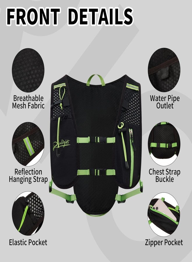 Runlight Running Hydration Vest Backpack with 1.5L Water Bladder Bag Daypack for Hiking Trail Running Cycling Race Marathon for Women Men(Black Green) - Image 3