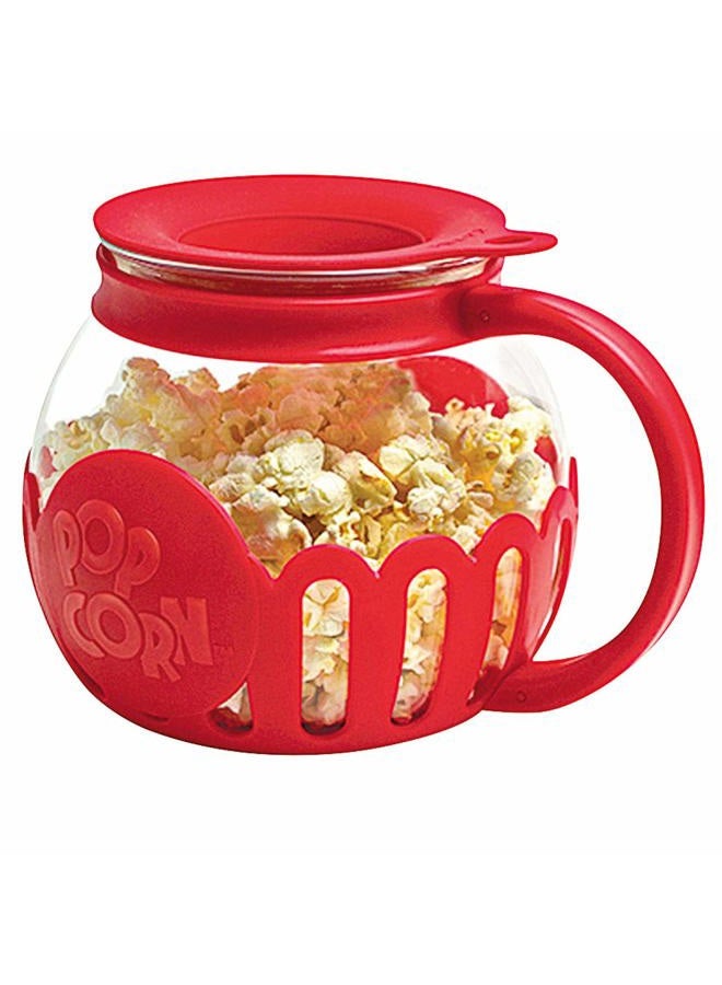 Ecolution Patented Micro-Pop Microwave Popcorn Popper with Temperature Safe Glass, 3-in-1 Lid Measures Kernels and Melts Butter, Made Without BPA, Dishwasher Safe, 1.5-Quart, Red - Image 2