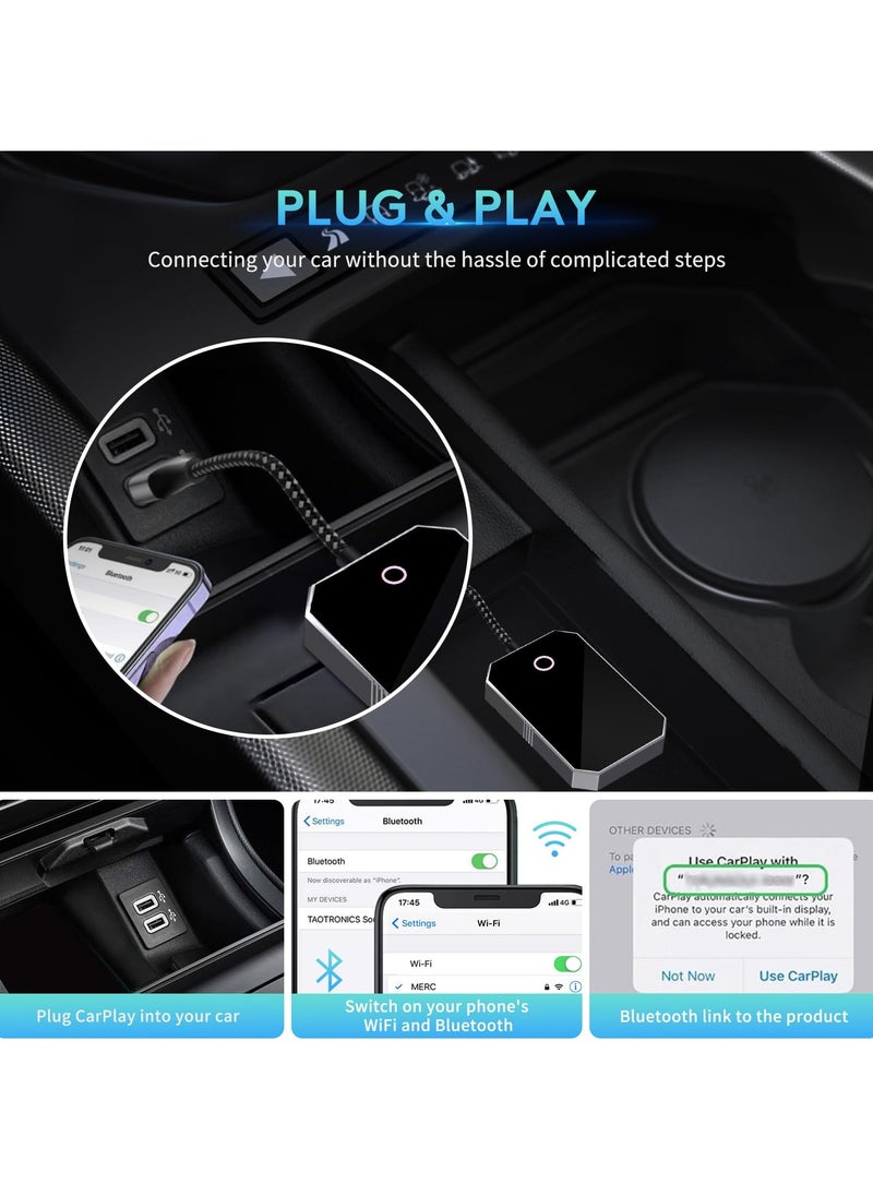 LumsAura 2025 Wireless CarPlay & Android Auto Adapter – 2-in-1 Plug & Play Converter, 5.8GHz WiFi & Dual Bluetooth, Auto-Connect for Cars 2016+ with Wired CarPlay/Android Auto  - Image 4