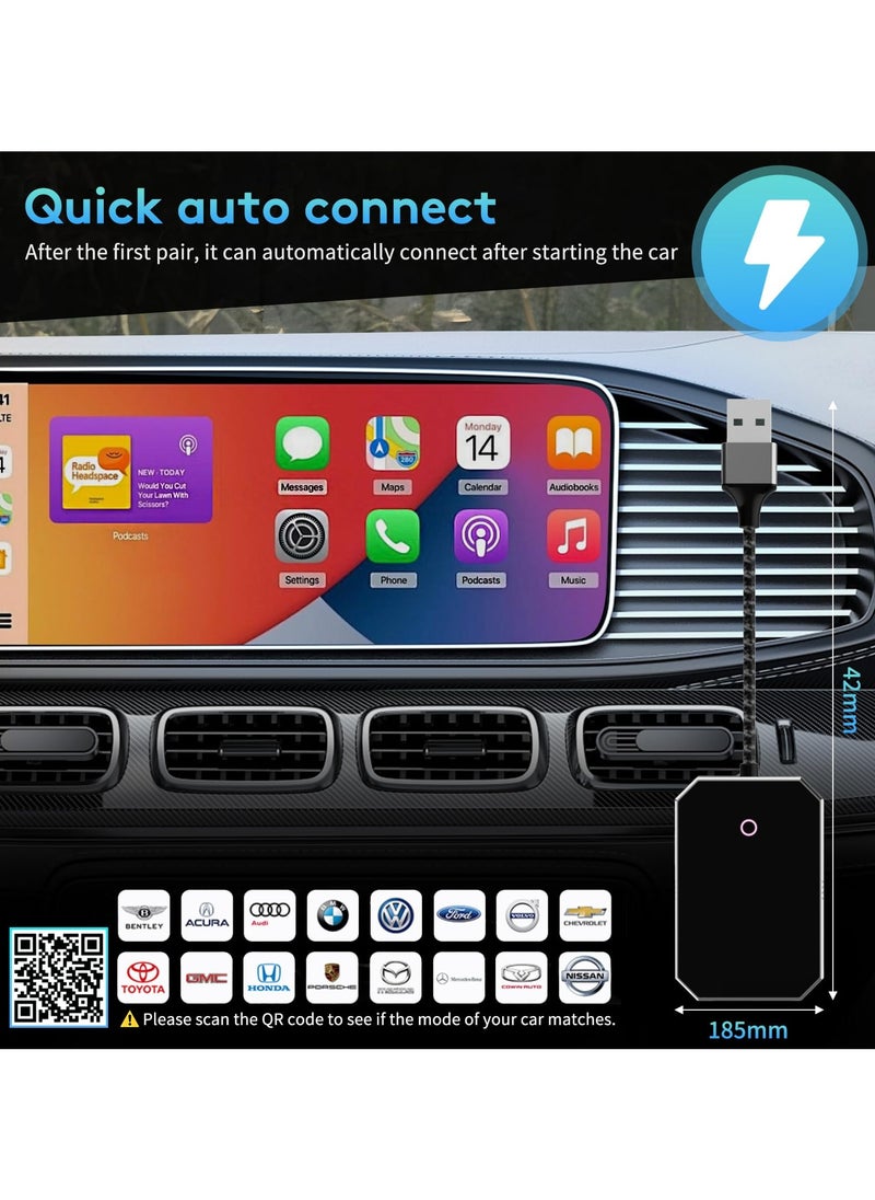 LumsAura - 2025 Wireless CarPlay & Android Auto Adapter – 2-in-1 Plug & Play Converter, 5.8GHz WiFi & Dual Bluetooth, Auto-Connect for Cars 2016+ with Wired CarPlay/Android Auto - Image 1
