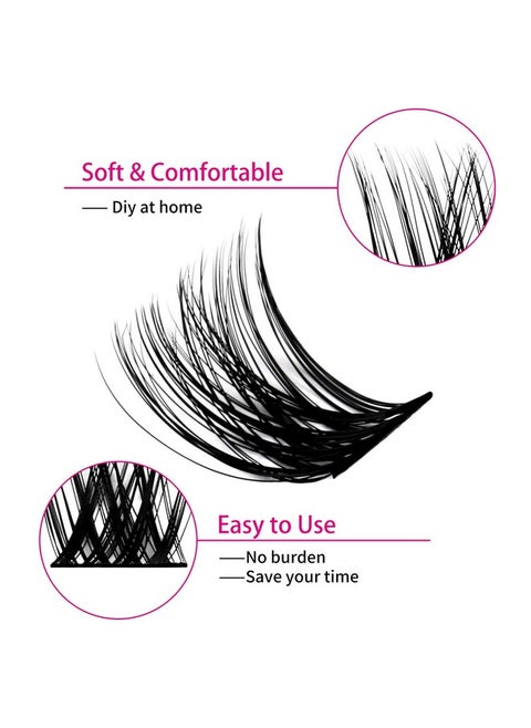 Lash Clusters 96Pcs 12-18Mm Individual Lashes D Curl Large Tray Wispy Cluster Lashes Mixed Length Reusable Eyelash Clusters Diy Eyelash Extension Individual Lash Extension Supplies (F2-0.07D, 12-18Mm)