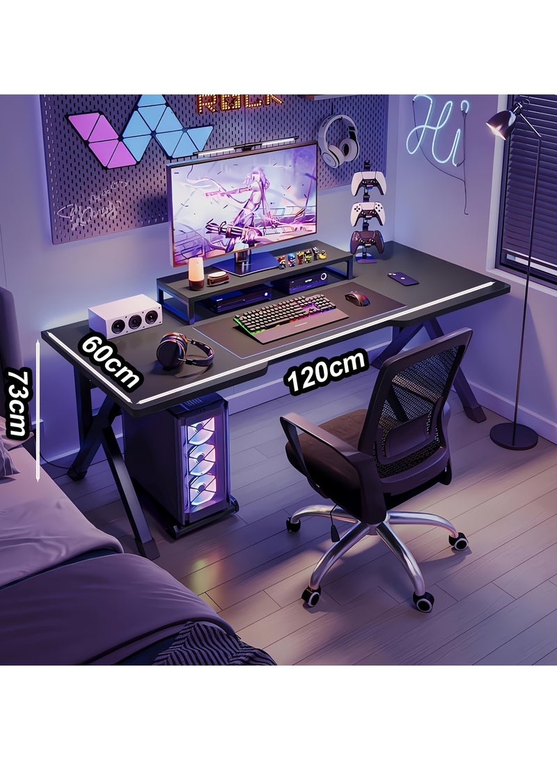 Chulovs 120*60*73cm black Gaming Table & Desk Ergonomic PC Workstation for Home Offices – A Versatile Solution for Gaming and Study in Modern Homes, Perfect for Students and Gamers, Offering Spacious, Functional Design  - Image 1