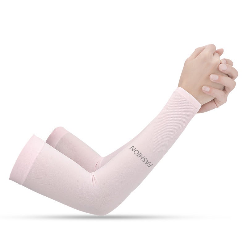 Unisex Ice Silk Sun-Protective Arm Sleeves for Summer Sports HB04 [no finger] pink [no finger] pink
