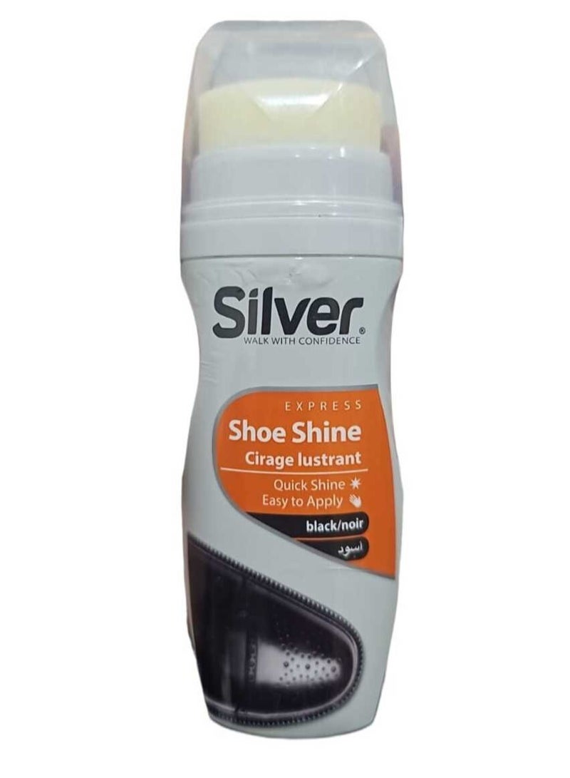 Silver Silver Black Shoe Polish with Easy to Use Sponge Top 75ml  - Image 1
