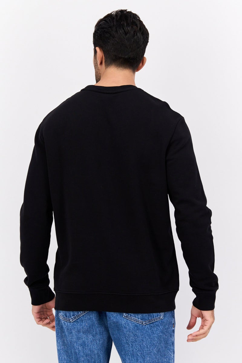 HUGO BOSS Men Crew Neck Brand Logo Long Sleeves Sweatshirt, Black - Image 3
