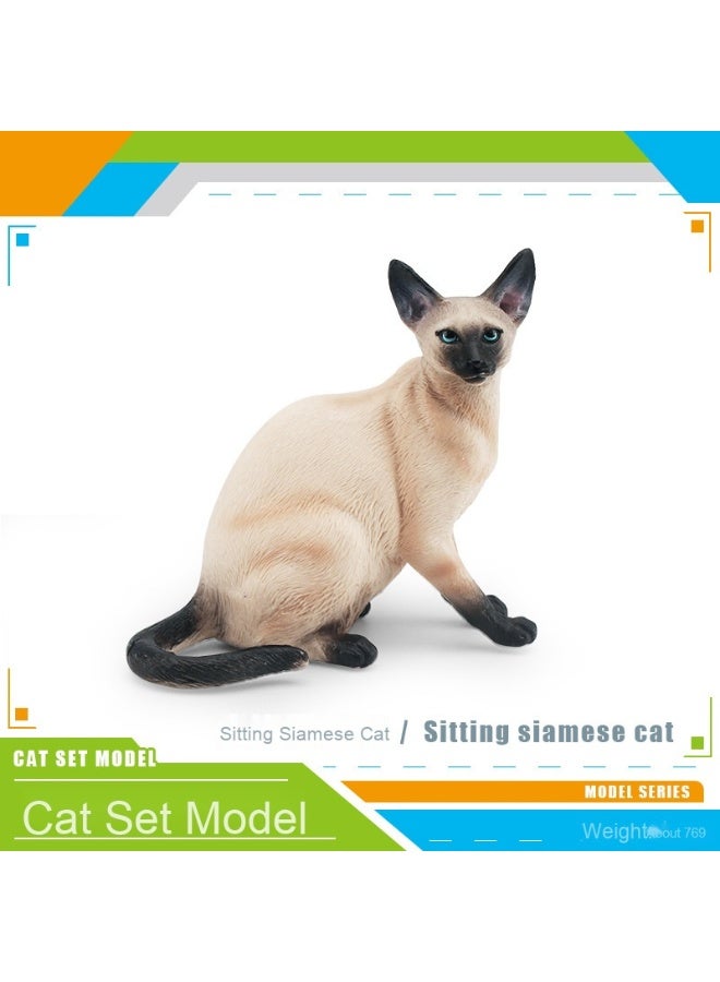 NIBEMINENT Realistic Cat Animal Models - Lazy Orange Cat, Siamese Cat, Ragdoll Cat, Black Cat, and Calico Cat Desk Decor Toys
