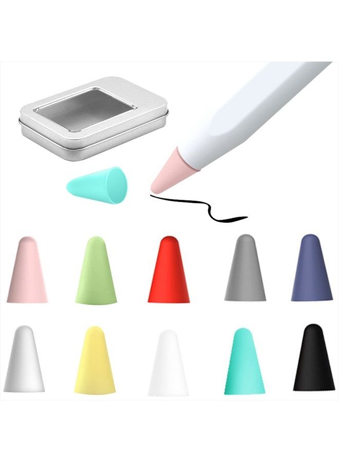 JanCalm Designed for Apple Pencil Tips Cover,(10 Colors) Premium Silicone Slim Lightweight Thin Protective Case Noiseless Drawing for Apple Pencil 1st Gen/Pencil (2nd Generation) (10 Pcs,Box Pack) - Image 1
