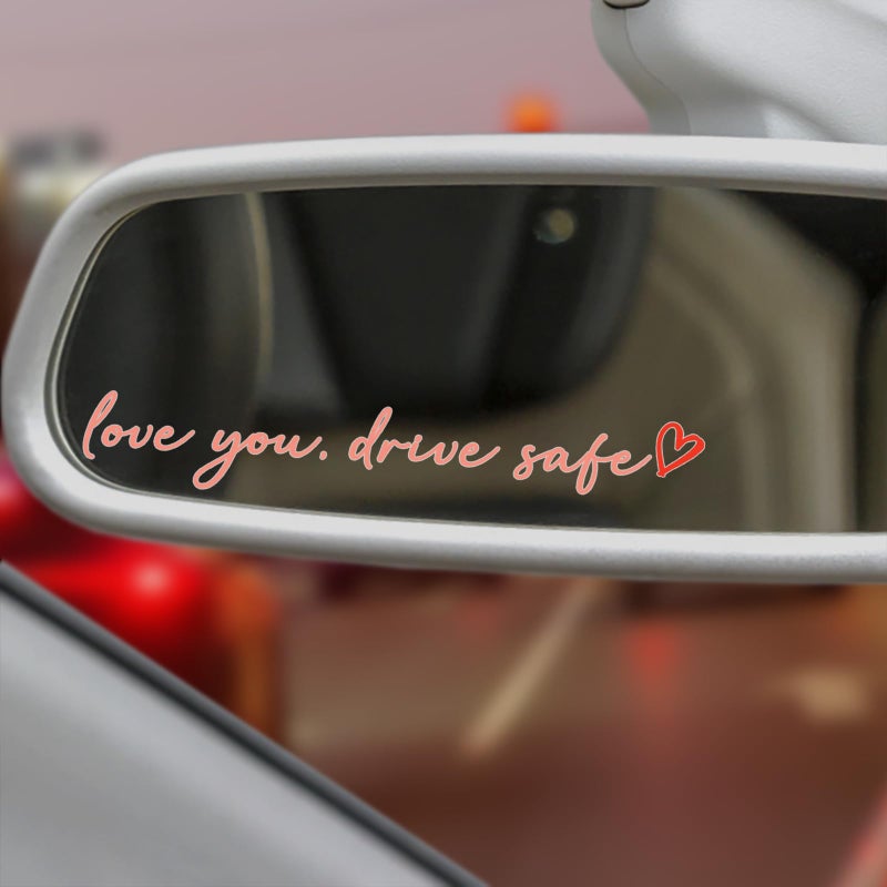 TIIMGCOO 3X Love You Drive Safe Car Mirror Sticker Cute Car Decals for Women Mom Rear View Mirror Decal Affirmation Stickers Valentines Day Gifts for Her Him Pink - Image 3