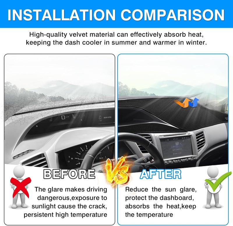 Autorder Advanced minimal build Dashboard Cover Mat for Honda Civic 2012-2015 Accessories Dash Cover Upgrade Velvet Dash Mat Sunshade Glare UV Rays Protector Minimal design - Image 3