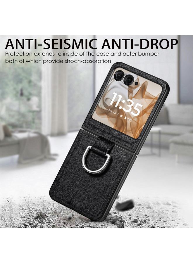 S-TOP Case For Motorola Razr 50 Ultra Litchi Texture Leather Ring Fold Phone Case - Image 5