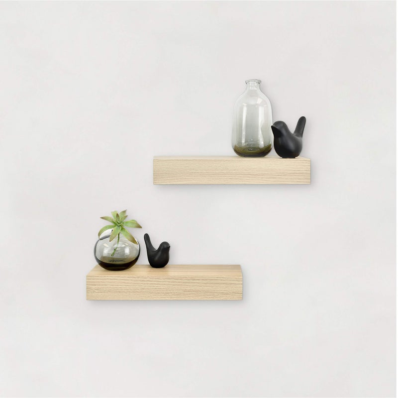 MCS Natural Woodgrain Floating Shelves 12 Inch x 4 Inch Set of 2 12 x 4