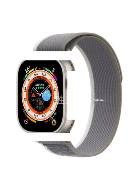 For Apple Wild Trail Loop Strap Iwatch Strap Smart Watch Strap Sport Strap Velcro Strap-Color:Green With Gray 42/44/45/49mm
