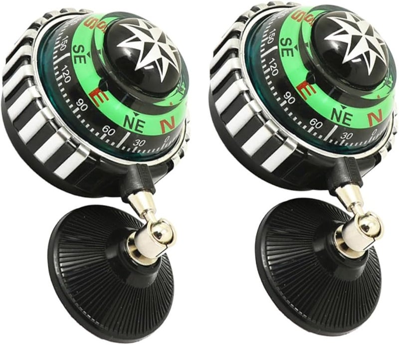 2Pcs ABS Adjustable Dashboard Compass Ball with Night Light for Car Boat Truck Navigation - Image 1