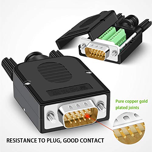 ANMBEST VGA Solderless Quick Connector 16mm Thinner 3+9 DB15 3Row Serial Plug to 15-pin Port Terminal Adapter Breakout Board Compatible with VGA 3+7/3+6/3+6/3+4/3+2 (Male+Female) - Image 2