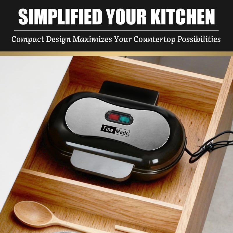 FineMade Omelette Maker Electric, Omelette Pan Nonstick, Dual Omelette Makers with 2 x 4.75â€ Round Grooves, Egg Bite Maker, Electric Double Egg Pan, Mini Pancake Maker, Breakfast Sandwich Maker, Black - Image 4