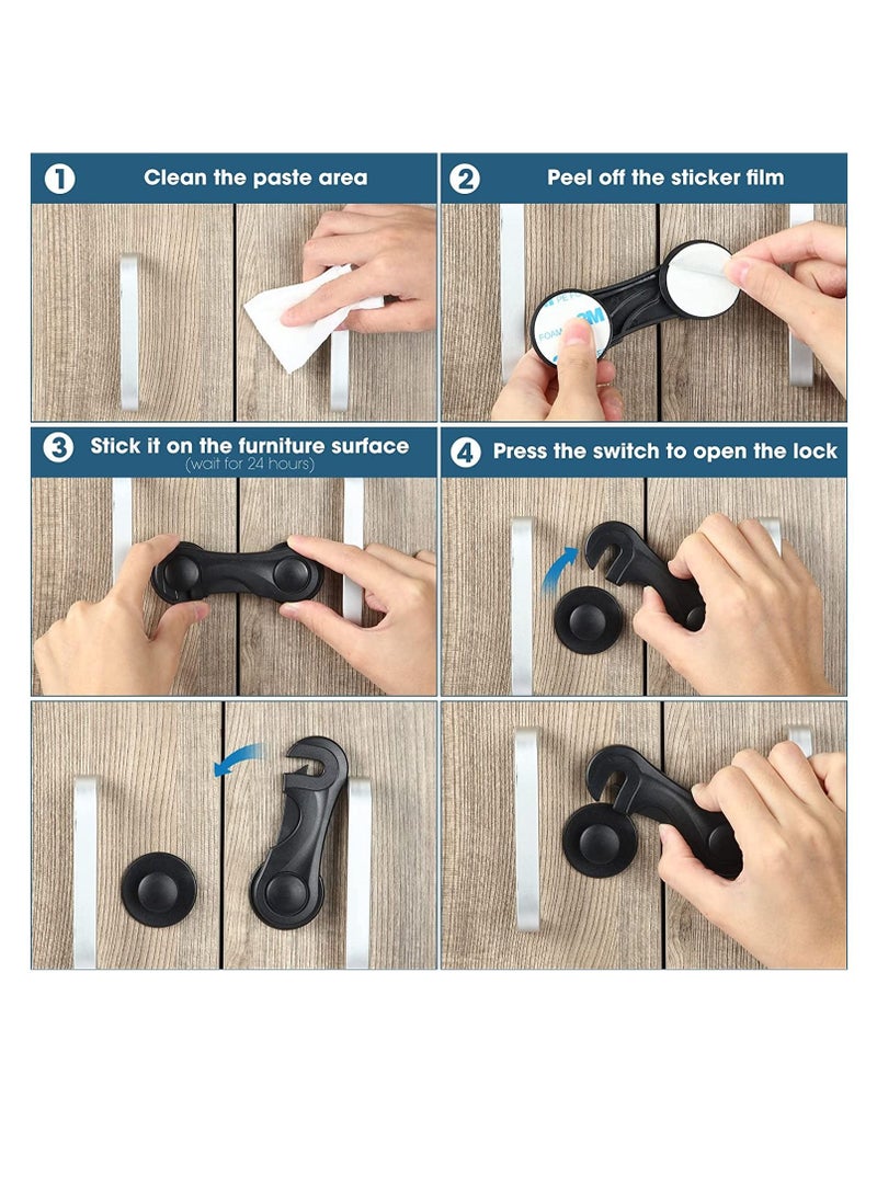 RATSAW - Child Safety Cabinet Locks 8 Pack Children is Safety Lock Anti Pinch Hand Children is Cabinet Door Lock Baby Proofing Latches Lock for Drawers Cabinets Oven Fridge Toilet Seat Black - Image 1