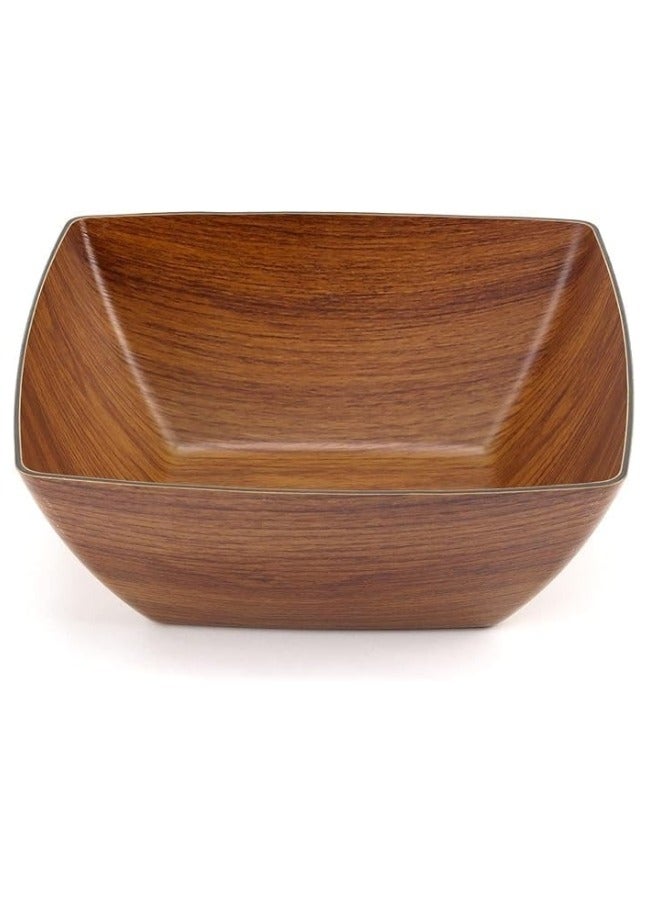 إيفيلين وعاء بلاستيكي بلمسة نهائية خشبية للسلطات والفواكه والفشار يضيف مظهرًا أنيقًا لمنزلك مربع الشكل 24سم (مضاد للكسر) - Image 5