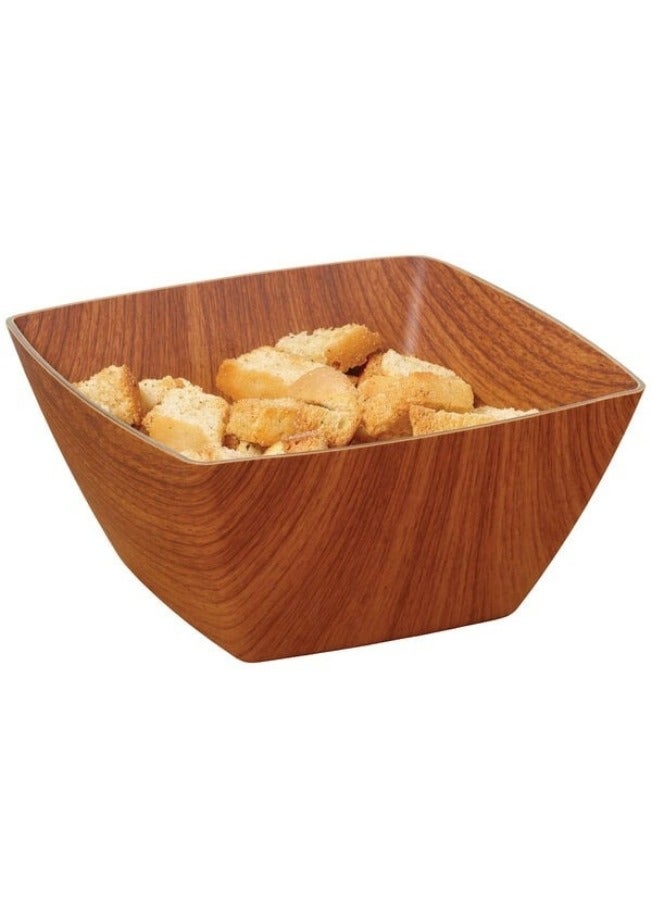 إيفيلين وعاء بلاستيكي بلمسة نهائية خشبية للسلطات والفواكه والفشار يضيف مظهرًا أنيقًا لمنزلك مربع الشكل 24سم (مضاد للكسر) - Image 1