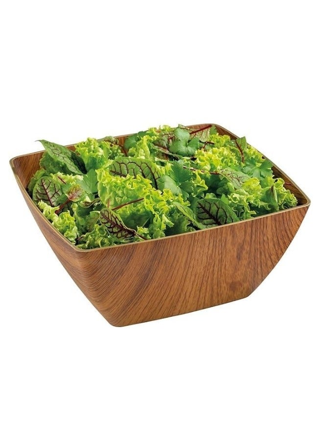 إيفيلين وعاء بلاستيكي بلمسة نهائية خشبية للسلطات والفواكه والفشار يضيف مظهرًا أنيقًا لمنزلك مربع الشكل 24سم (مضاد للكسر) - Image 4