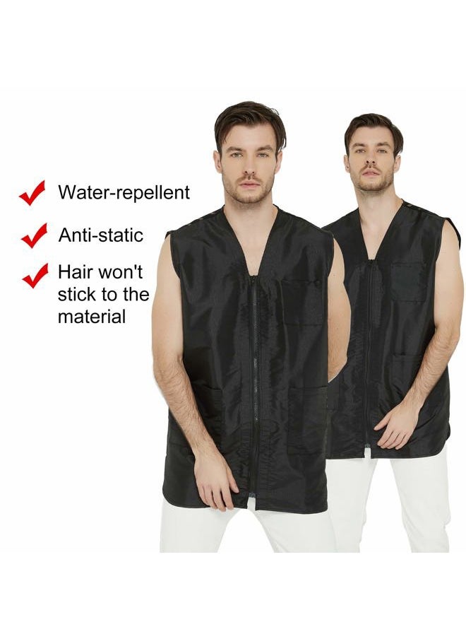 Perfehair Barber Stylist Vest for Men, Salon Hairdresser Jacket Smock Clothing-Black  - Image 3