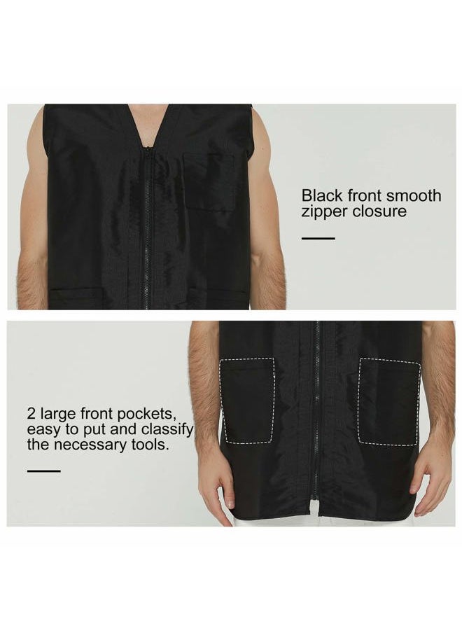 Perfehair Barber Stylist Vest for Men, Salon Hairdresser Jacket Smock Clothing-Black  - Image 4