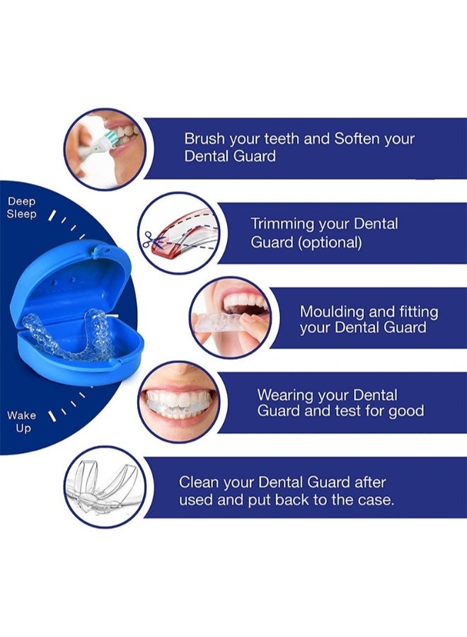 Mouth Guard for Grinding Teeth and Clenching Anti Grinding Teeth Custom Moldable Dental Guard，Dental Night Guards,Stops Bruxism, Eliminates Teeth Clenching 2 Sizes, Pack of 4 with Travel Hygien - Image 2