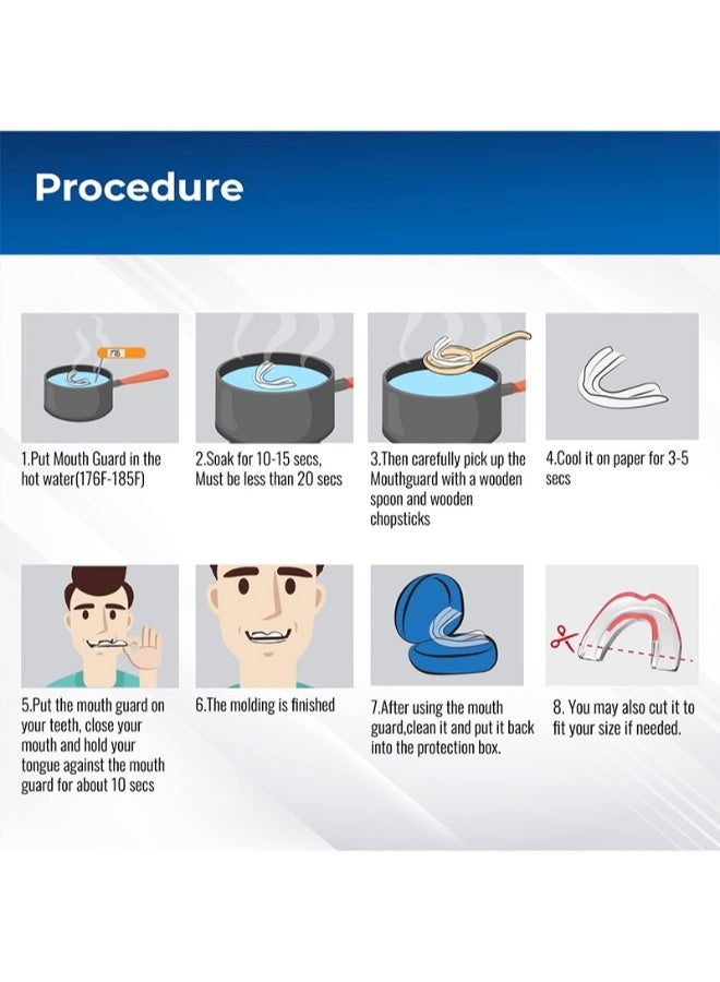 Mouth Guard for Grinding Teeth and Clenching Anti Grinding Teeth Custom Moldable Dental Guard，Dental Night Guards,Stops Bruxism, Eliminates Teeth Clenching 2 Sizes, Pack of 4 with Travel Hygien - Image 3