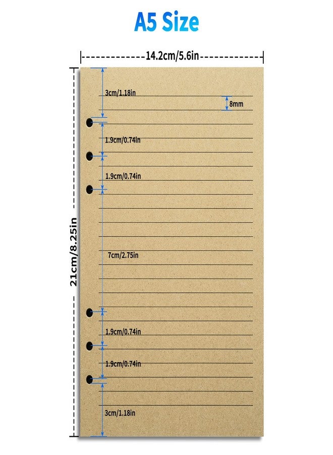 Tofun A5 Lined Vintage Refillable Paper, Retro A5 Binder Refills Paper for 6-Ring Binders Planner Traveller Journal Notebook Dairy, 8mm Ruled Filler Paper, 80 Sheets 160 Pages, Lined - Image 2