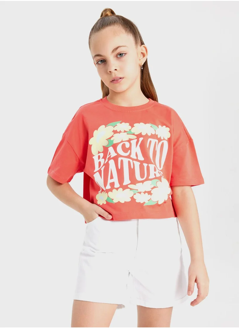 DeFacto Flower Short Sleeve T-Shirt