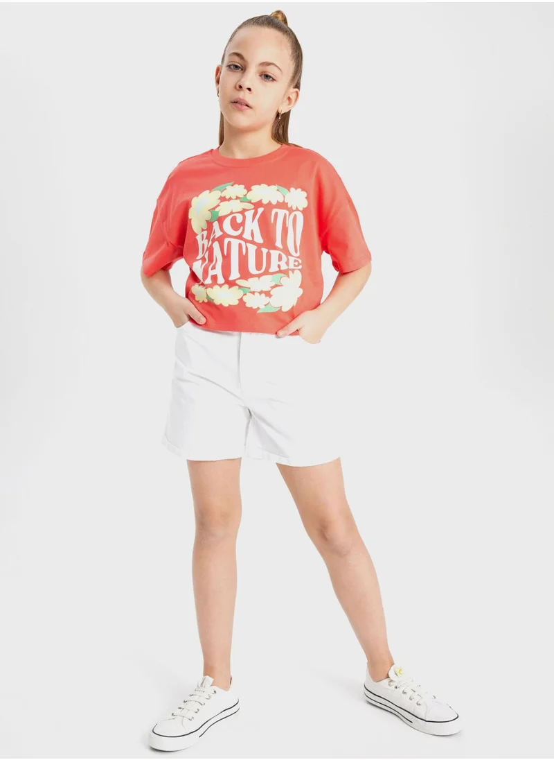ديفاكتو Flower Short Sleeve T-Shirt