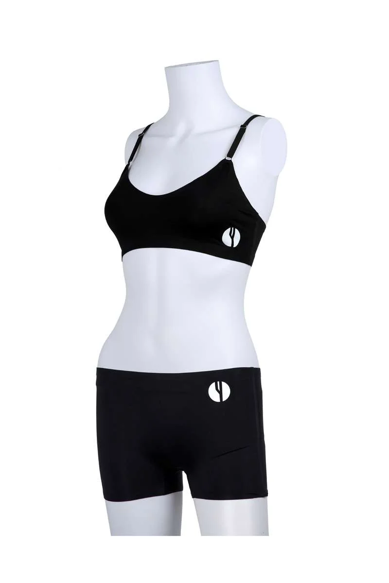 ياسيكو YesEco Women’s Seamless Black Innerwear Set | Soft Stretchable Bra & V-Shaped Panty | Sustainable Fabric – 85% Recycled Polyamide, 15% Elastane | Comfortable & Breathable Everyday Lingerie