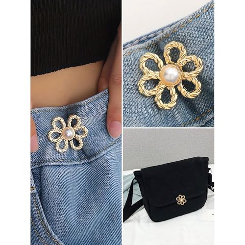 XELYTON Gold Waist Tightener, Adjustable Waist Button Set, Instant Jeans Button Pins (Pack of 2) - Image 3