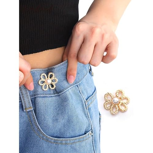 XELYTON Gold Waist Tightener, Adjustable Waist Button Set, Instant Jeans Button Pins (Pack of 2) - Image 1