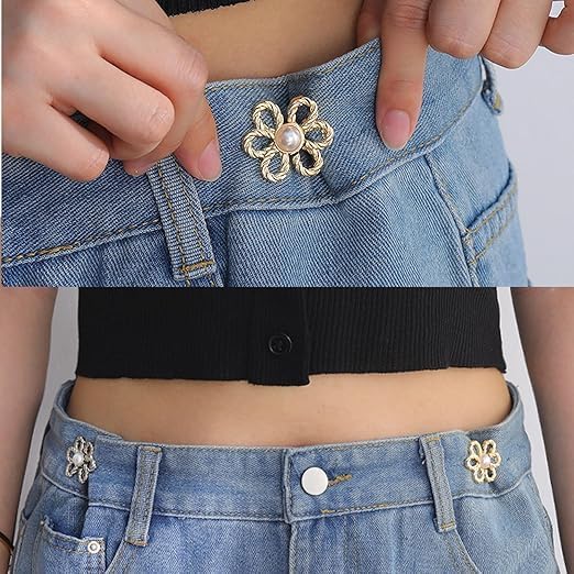 XELYTON Gold Waist Tightener, Adjustable Waist Button Set, Instant Jeans Button Pins (Pack of 2) - Image 2