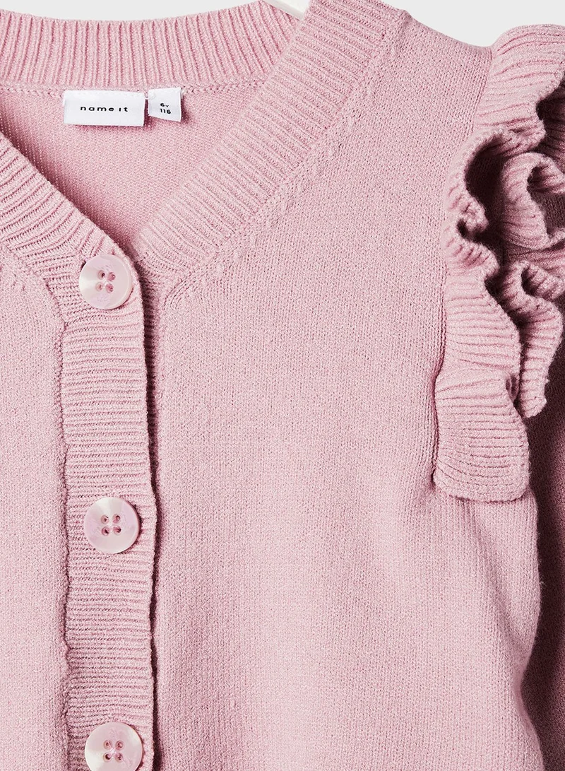 NAME IT Kids Ruffled Shoulder Sweater