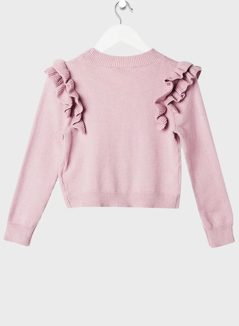 NAME IT Kids Ruffled Shoulder Sweater