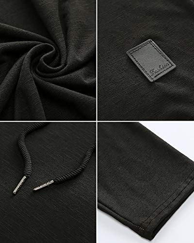 Lexiart Mens Fashion Hoodies Sport Pullover Solid Color Shirt Workout Lightweight Tops Black - Image 5