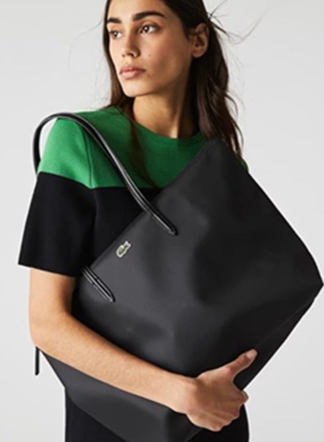 Lacoste Women's Concept Fashion Versatile Large Zipper Tote Bag Tote Bag Shoulder Bag Large Size Black - Image 2