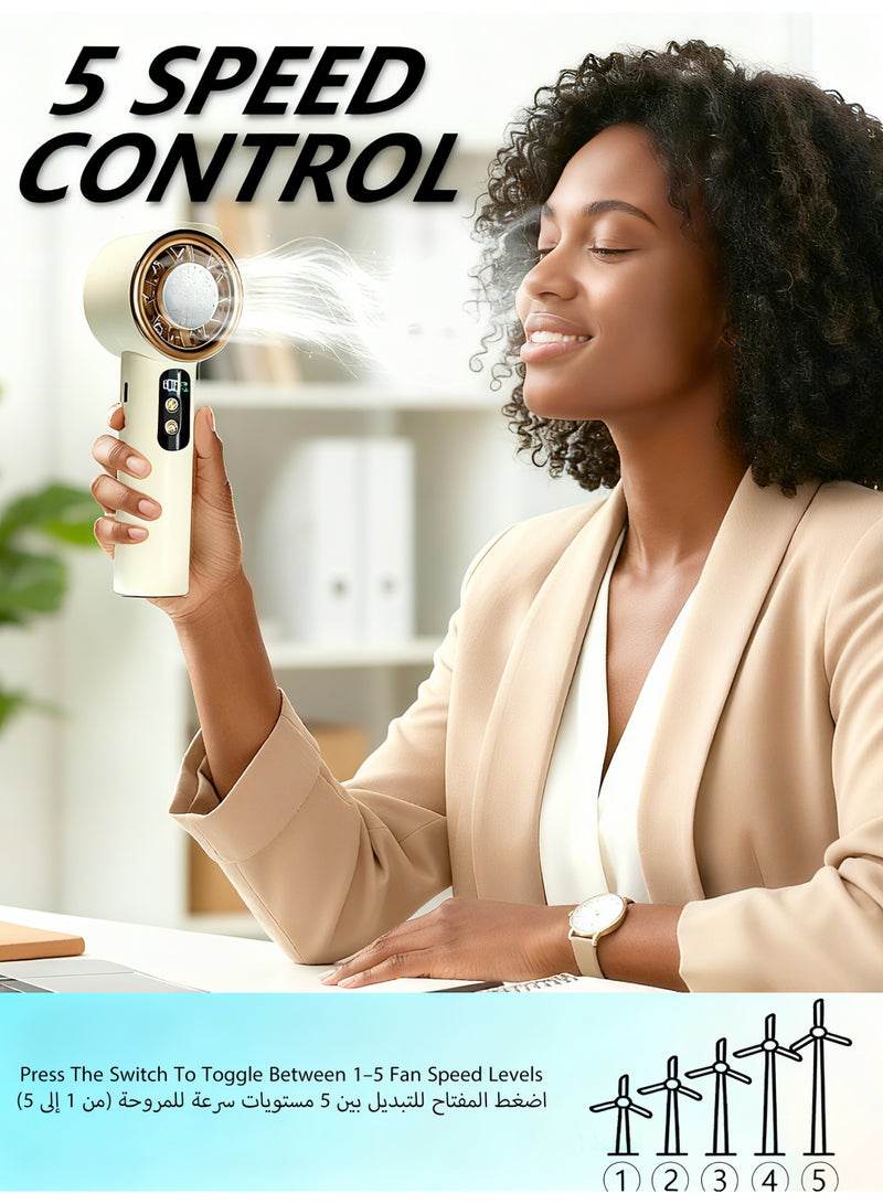 Interstella Portable USB Rechargeable Handheld Fan – 5-Speed Turbo Airflow, Quiet Motor, Mini Personal Cooling Fan for Home, Office, Travel & Outdoor – Yellow - Image 2