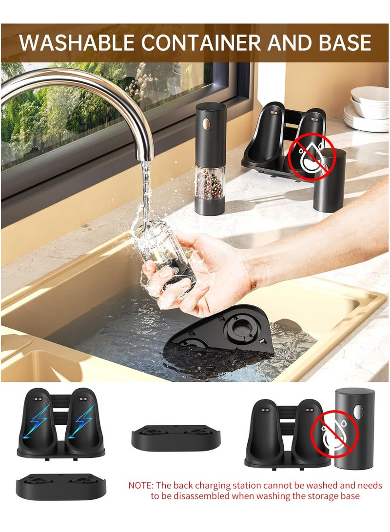 كيلا مطحنة ملح وفلفل كهربائية أوتوماتيكية مع قاعدة شحن USB وإضاءة LED بيضاء - قابلة لتعديل النعومة وحاوية قابلة للغسل (أدوات مطبخ ذكية) - Image 4