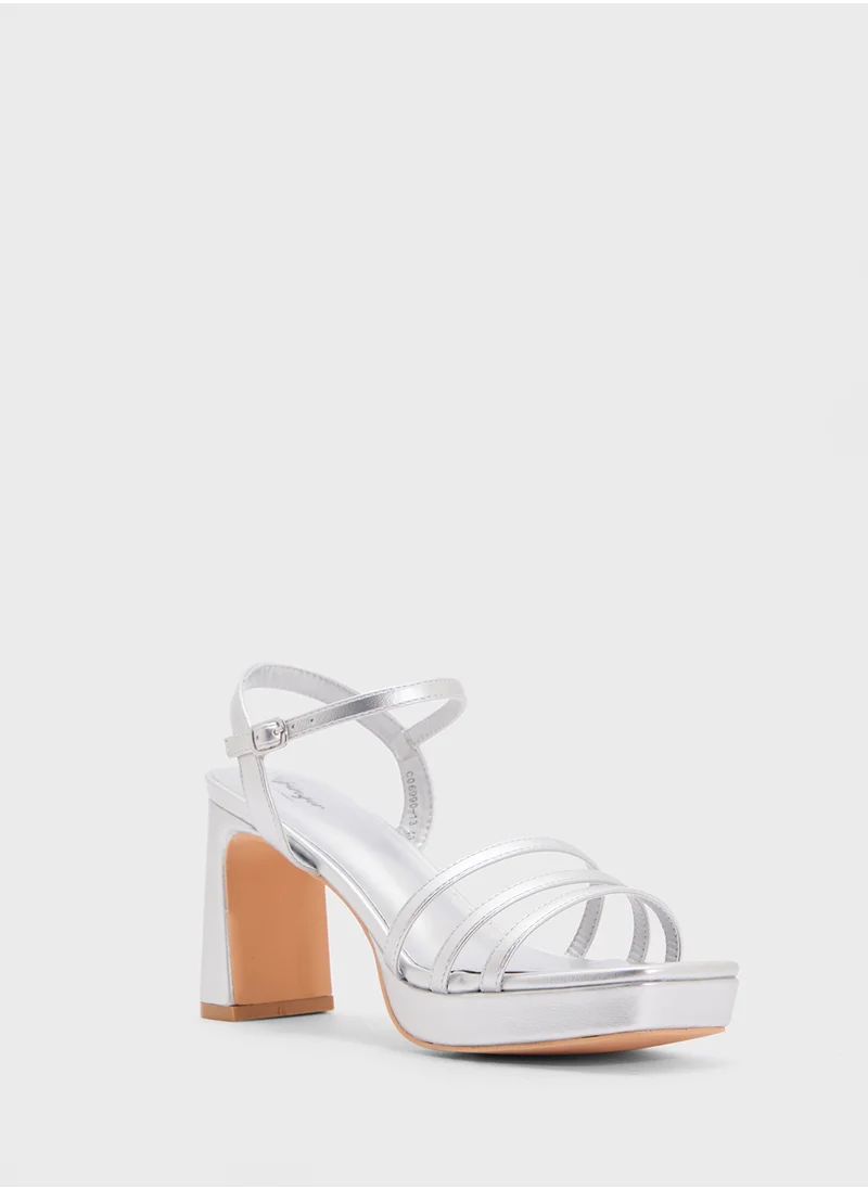 Ginger Square Toe Ankle Strap Platform Heel Sandal