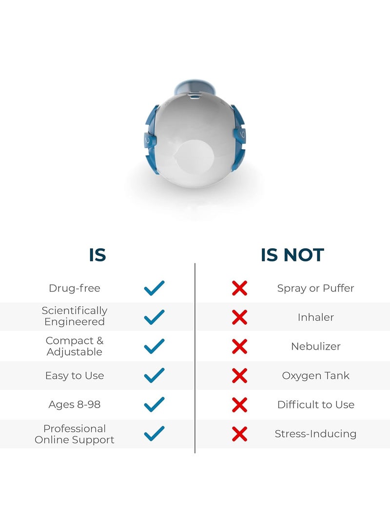 Zikra مدرب تمارين استعادة الرئة للتنفس للعلاج التنفسي بدون أدوية - تنفس بسهولة مع رئتين أقوى - جهاز إعادة تأهيل تنفسي محمول - جهاز صحي طبيعي - Image 5