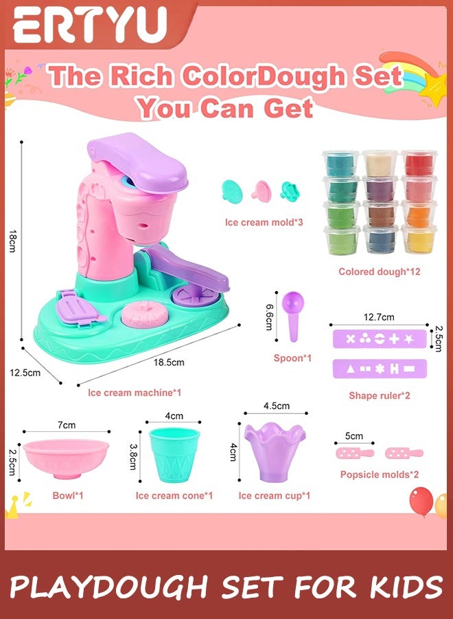 ERTYU Playdough Set for Kids Ages 3-8,Play Dough Tools with Ice Cream Maker Color Play Doh Set,Arts Crafts Playdough Toys for Girls Boys,Pretend Play Kitchen Creations Food Birthday Gifts for Boy Girl - Image 5