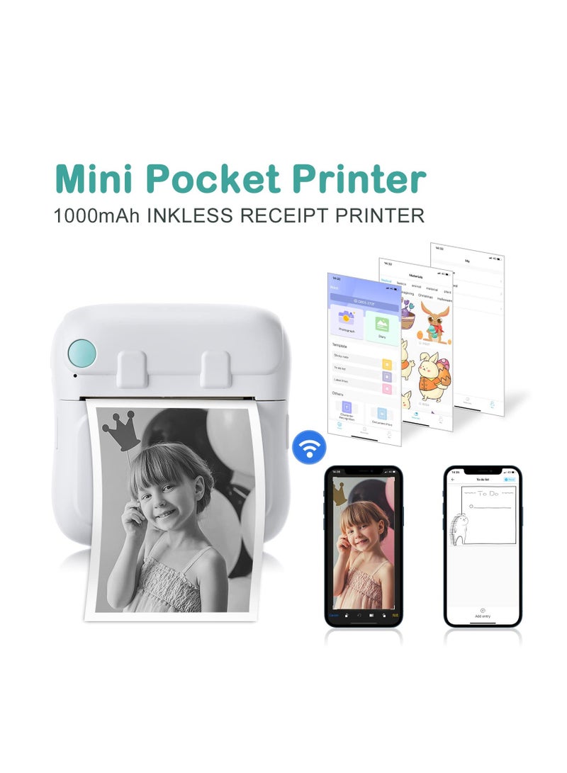 KASTWAVE Mini Pocket Printer, Wireless Bluetooth Thermal Printer for iPhone & Android, Portable Inkless Label Printer for Photos Pictures Receipt Memos Notes Work List - Image 2