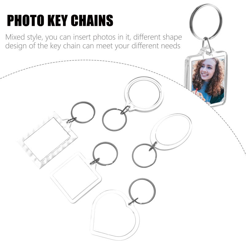 25pcs Transparent Blank Insert Photo Picture Frame Keyring Keychain DIY - Image 3