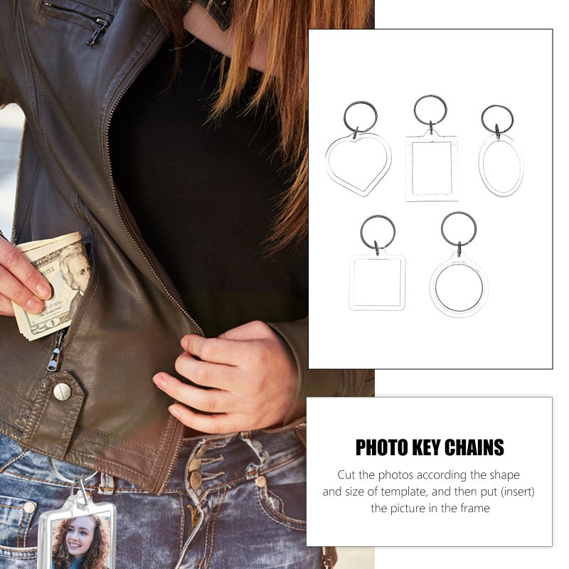 25pcs Transparent Blank Insert Photo Picture Frame Keyring Keychain DIY - Image 4